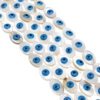 Perles de mauvais œil mode, coquille, ellipse, DIY, bleu, 15*10*5mm, Vendu par brin