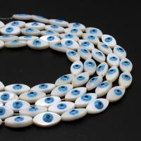 Fashion Evil Eye Beads, Shell, Ellipse, DIY, blue, 14*7*4mm 