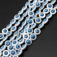 Fashion Evil Eye Beads, Shell, Round, DIY, blue, 8*8*5mm 