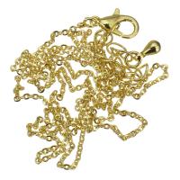 Cadena de collar de cable enlazado de latón, metal, chapado, Joyería & Bricolaje & para mujer, dorado, 1.5x1.2x0.5mm, longitud:6.7 Inch, Vendido por UD