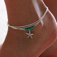 Zinc Alloy Anklet, with turquoise, fashion jewelry, silver color, 24cm+5cm 