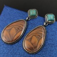 Turquoise Zinc Alloy Earring, with turquoise, vintage & fashion jewelry, brown 