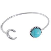 Zinc Alloy Cuff Bangle, with turquoise, vintage & fashion jewelry, silver color, 6.5CM 