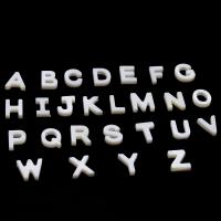 Natural White Shell Beads, Alphabet Letter, DIY white, 10*9*3mm 