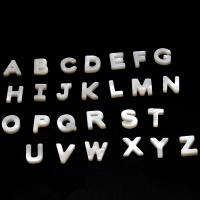Natural White Shell Beads, White Lip Shell, Alphabet Letter, DIY white, 10*9*2mm 
