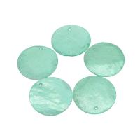 Dyed Shell Pendants, Round, DIY, blue, 30*0.1mm Approx 1mm 