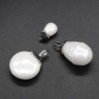 White Shell Pendants, Shell Pearl, gold color plated, DIY & with rhinestone, white 