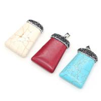 Natural Turquoise Pendants, plated, DIY & with rhinestone 