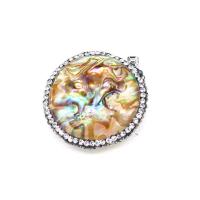 Abalone Shell Pendants, Flat Round, gold color plated, DIY 