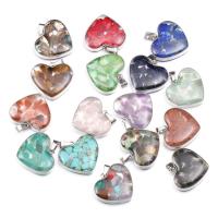 Gemstone Zinc Alloy Pendants, Resin, with Zinc Alloy, Heart, silver color plated, DIY 