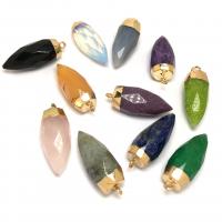 Gemstone Brass Pendants, with Brass, gold color plated, DIY 