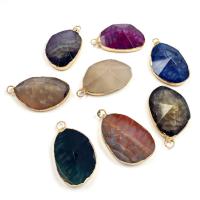 Agate Brass Pendants, with Brass, gold color plated, DIY & faceted 