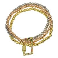 Cubic Zirconia Micro Pave Brass Bracelet, plated, micro pave cubic zirconia & for woman & multi-strand, mixed colors 4mm Approx 6 Inch 
