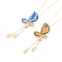 Zinc Alloy Sweater Chain Necklace, with Crystal, fashion jewelry 88cm 