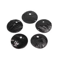 Natural Freshwater Shell Pendants, Round, DIY, black, 13mm Approx 1mm 