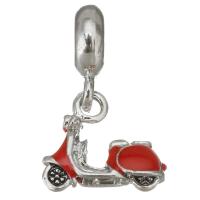 Zinc Alloy European Pendants, Motorcycle, plated, DIY, red  Approx 5mm 