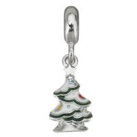 Zinc Alloy European Pendants, Christmas Tree, plated, DIY, silver color  Approx 5mm 
