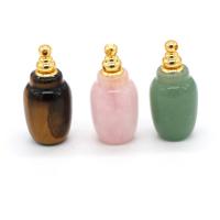 Natural Stone Perfume Bottle Pendant, gold color plated, DIY 