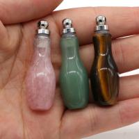 Natural Stone Perfume Bottle Pendant, silver color plated, DIY 