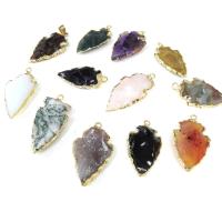 Mixed Agate Pendants, Teardrop, silver color plated, DIY 20X35- 
