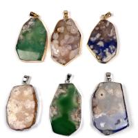Mixed Agate Pendants, irregular, gold color plated, DIY 30x50- 