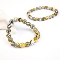 Malachite Bracelets, Round, Unisex yellow Approx 7.5 Inch 