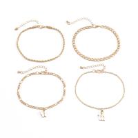 Zinc Alloy Anklet, with Acrylic, with 1.96 inch extender chain, gold color plated, 4 pieces & for woman, 22mm Approx 8.66 Inch 