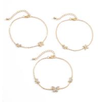 Zinc Alloy Anklet, with Copper Coated Iron, plated, three pieces & for woman & with rhinestone Approx 8.66 Inch 