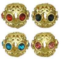 Hollow Brass Beads, gold color plated, micro pave cubic zirconia Approx 2.5mm 