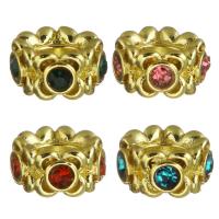 Brass Spacer Beads, gold color plated, micro pave cubic zirconia Approx 4mm 