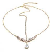 Zinc Alloy Head Chain, gold color plated, for woman & with rhinestone .68 Inch 