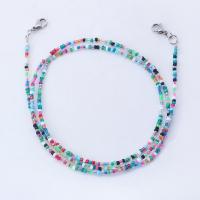 Zinc Alloy Glasses Chain, with Seedbead, silver color plated, for woman, multi-colored .5 Inch 