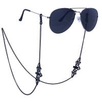 Zinklegierung Brillenkette, für Frau, schwarz, Länge:32 ZollInch, verkauft von Strang