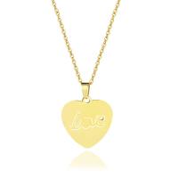 Stainless Steel Jewelry Necklace, Heart, gold color plated, for woman .7 Inch 