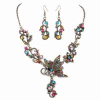 Rhinestone Zinc Alloy Jewelry Set, earring & necklace, with Rhinestone, 2 pieces & fashion jewelry 