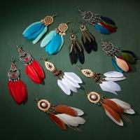 Fashion Feather Earring , Zinc Alloy, with Feather, fashion jewelry 