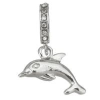 Zinc Alloy European Pendants, Dolphin, plated, DIY, silver color  Approx 5mm 