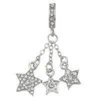 Zinc Alloy European Pendants, Star, plated, DIY, silver color, 38mm  Approx 5mm 