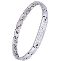 Titanium Steel Bracelet & Bangle, with Cubic Zirconia, Donut, plated, fashion jewelry & Unisex & with magnetic 200*6.5mm 