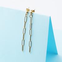 Stainless Steel Drop Earring, gold color plated, for woman, 70mm 