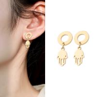 Stainless Steel Drop Earring, gold color plated, for woman, 28mm 
