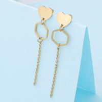 Stainless Steel Drop Earring, Heart, gold color plated, for woman 