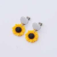 Edelstahl Tropfen Ohrring, Sonnenblume, für Frau, originale Farbe, 18x30mm, verkauft von Paar