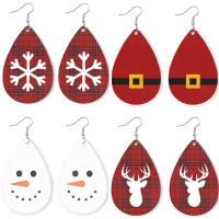 Boucles d'oreilles de Noël, cuir PU, larme, impression, Bijoux de Noël & styles différents pour le choix & pour femme Vendu par paire