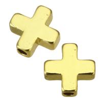 Weinlese Messing Perlen, Kreuz, goldfarben plattiert, 8x8x3mm, Bohrung:ca. 1.5mm, verkauft von PC