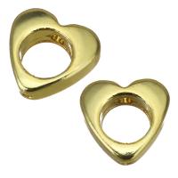 Brass Jewelry Beads, Heart, gold color plated, hollow 