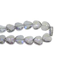 Heart Crystal Beads, plated, DIY & faceted, Greige, 16*16*7mm 