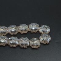 Flower Crystal Beads, plated, DIY & faceted, Greige, 15*15*10mm 