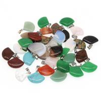 Mixed Gemstone Pendants, Fan, polished & DIY 28*23*6mm 