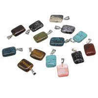 Mixed Gemstone Pendants, Rectangle, polished & DIY 29*15*6mm Approx 3mm 